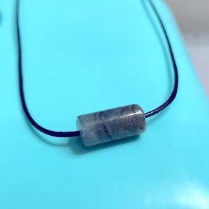 Handmade natural labradorite on braided polyester cord choker necklace